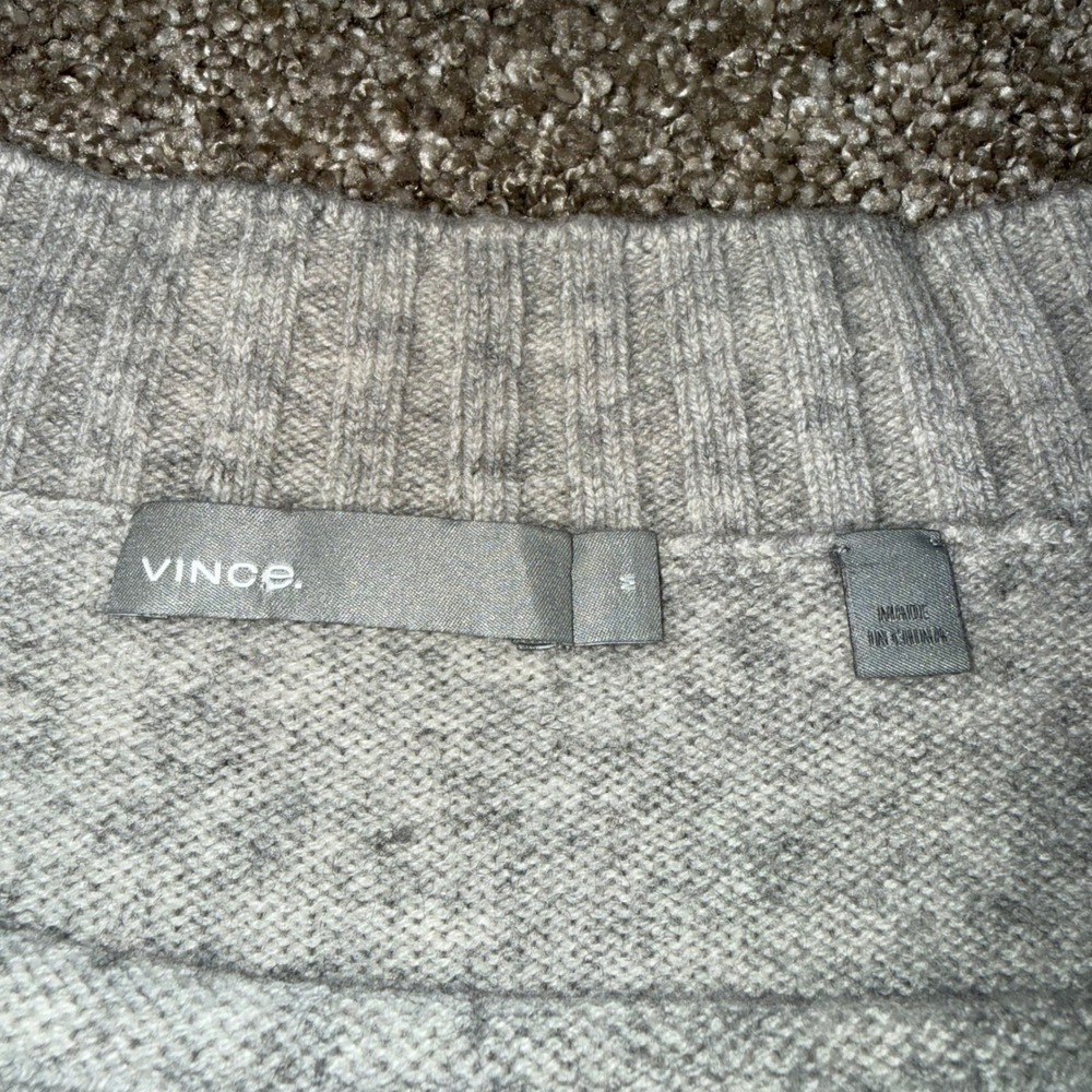 Vince Cutout Neck Sweater Womens Medium Gray Excellent Wool Cashmere Blend - Picture 2 of 4